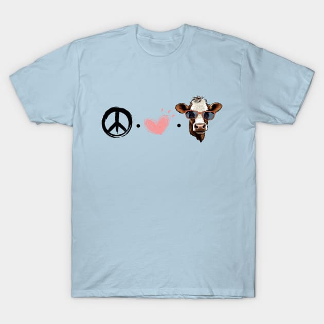Peace Love Cows T-Shirt by LaroyaloTees